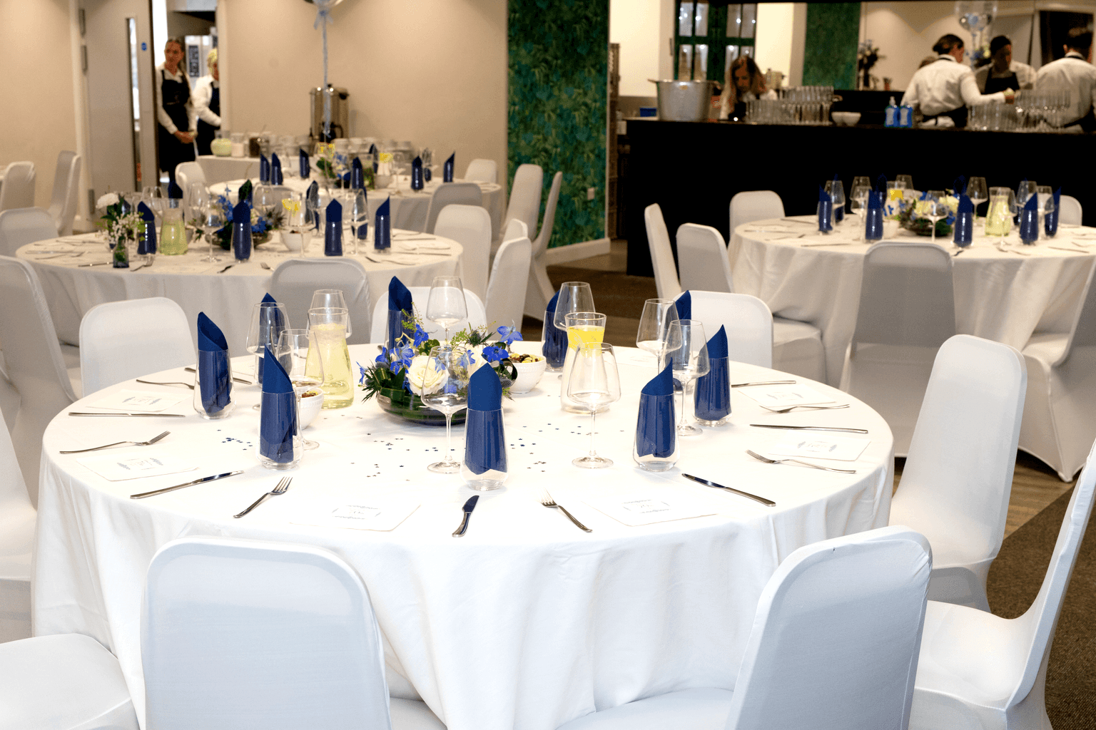 Tables laid in the Lounge