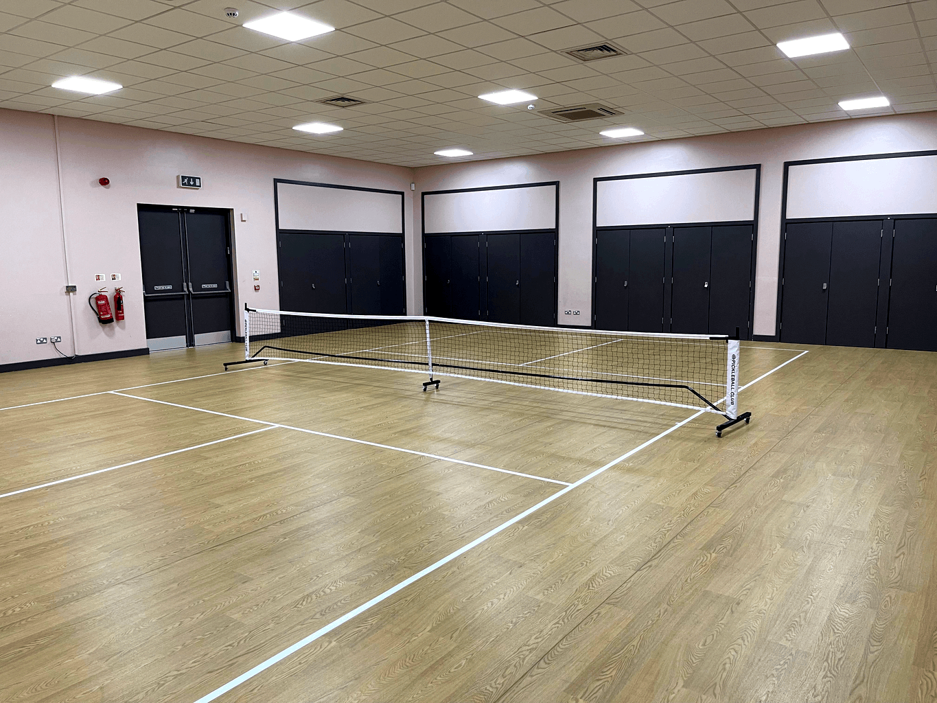 Pickleball courts marked out in the Hall